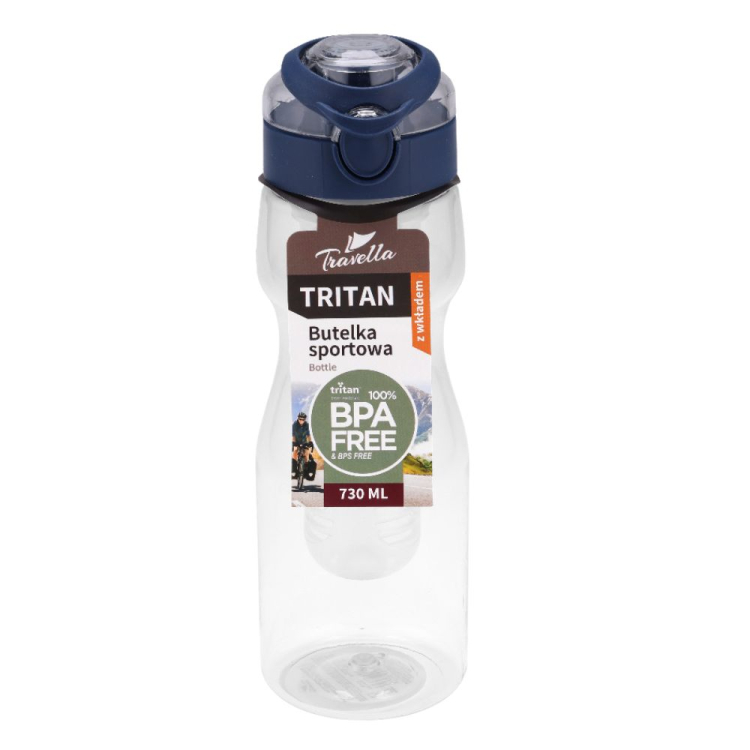 Butelka sportowa TRITAN 730ml z wkładem granatowy RAVI